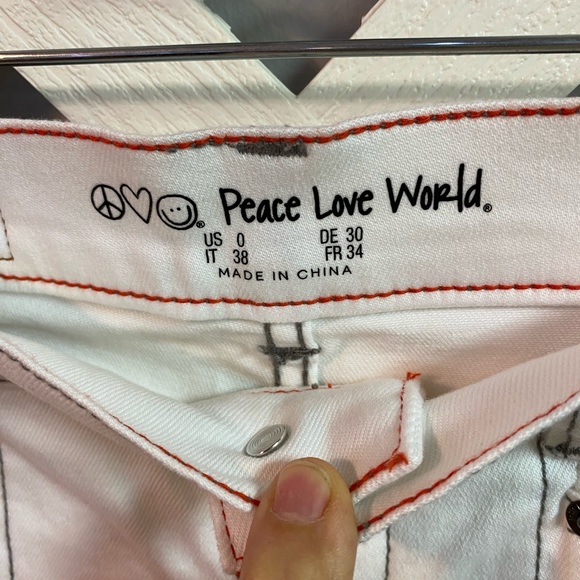 Peace Love World White Wash High Front Slit Jeans Seaming Detail White Wash Sz 0 - Picture 10 of 10